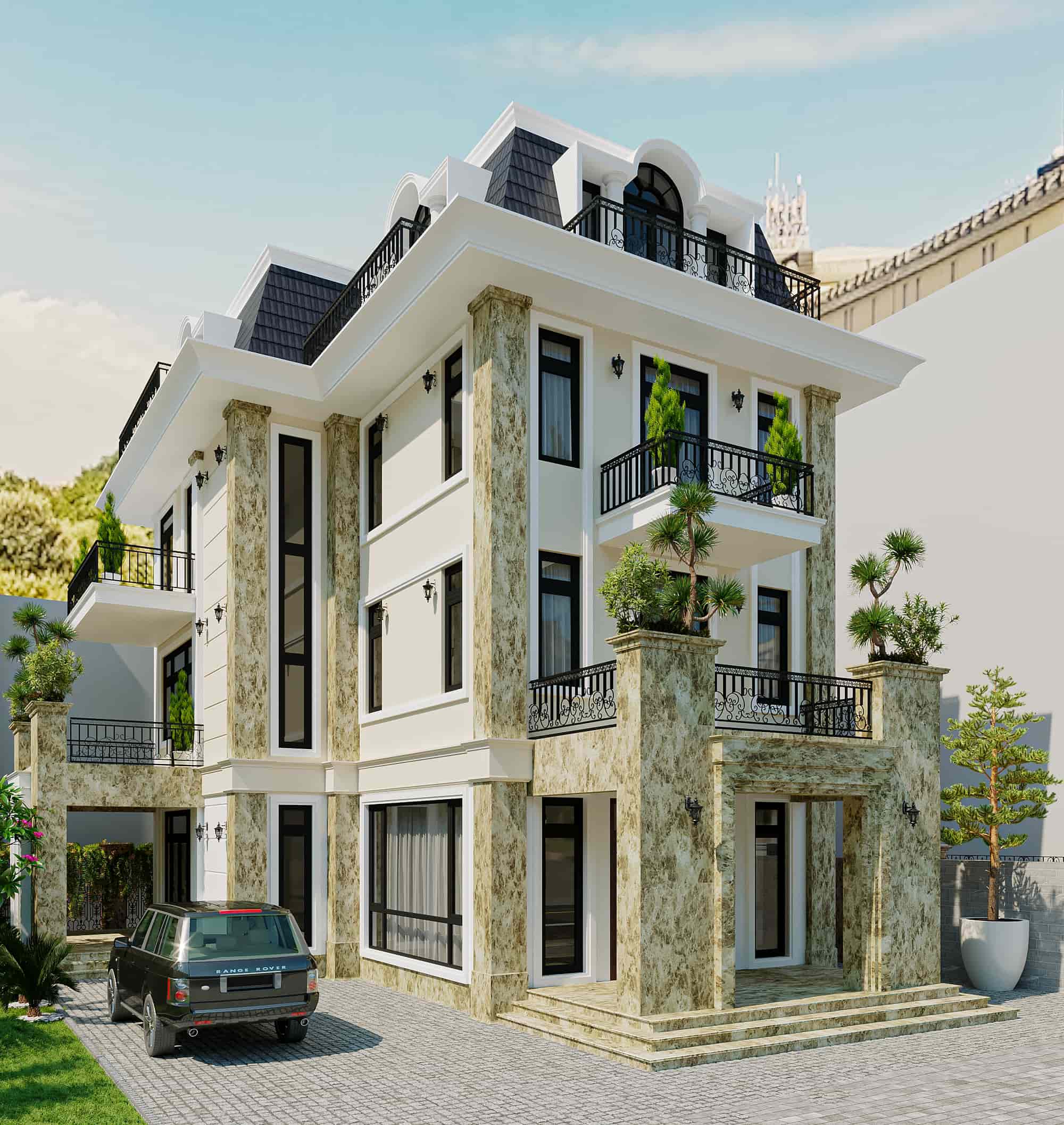 đá-marble-nâu-nhạt-ốp-mặt-tiền